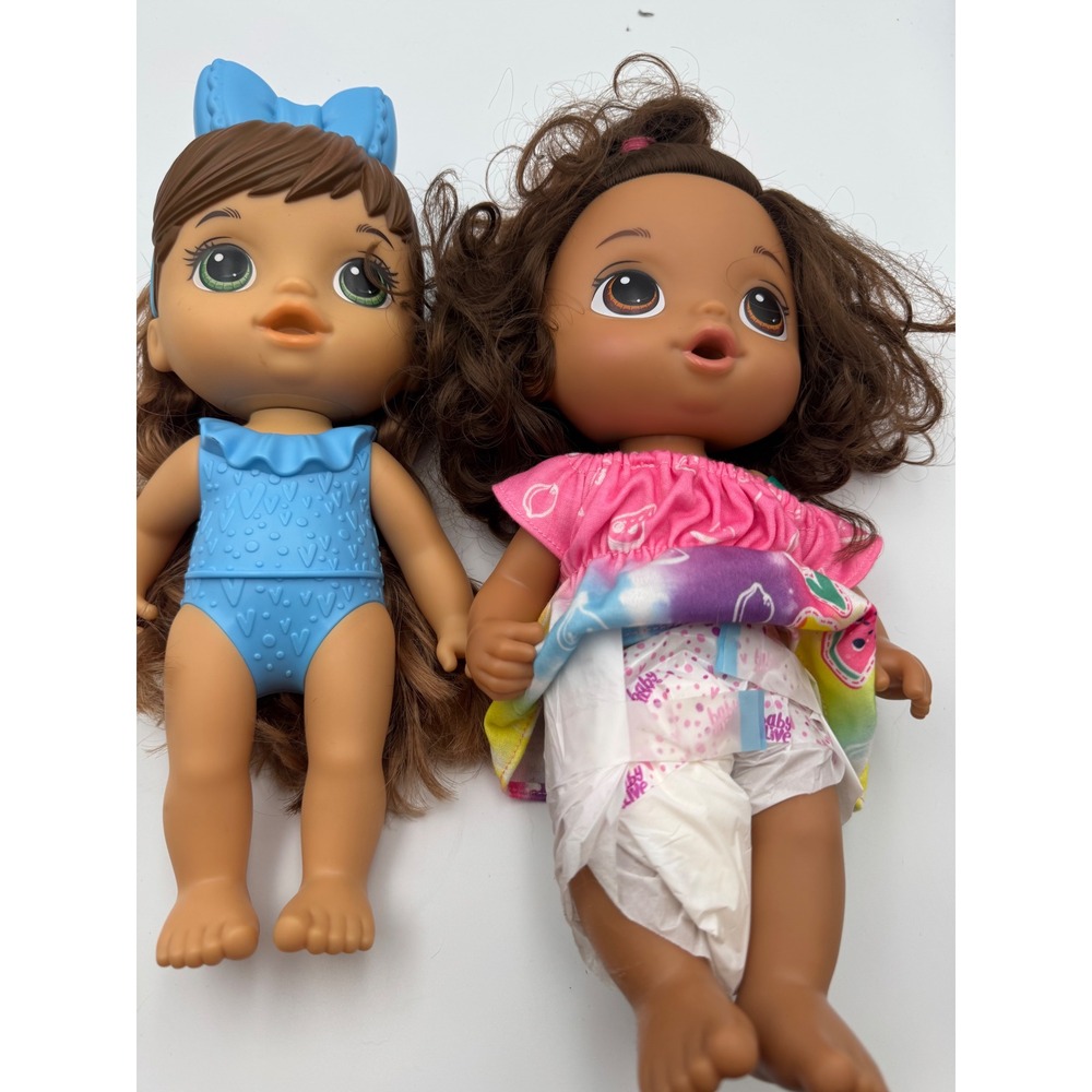 Hasbro Baby Alive Doll Lot 2022 2023 F5113 F7357 Brunette Blue Swimsuit